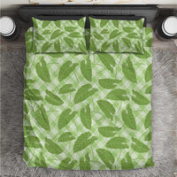 Green Hawaii Kalo Palaka Motifs Bedding Set Hawaiian Taro Leaves Elegant Vibes - Polynesian Pride