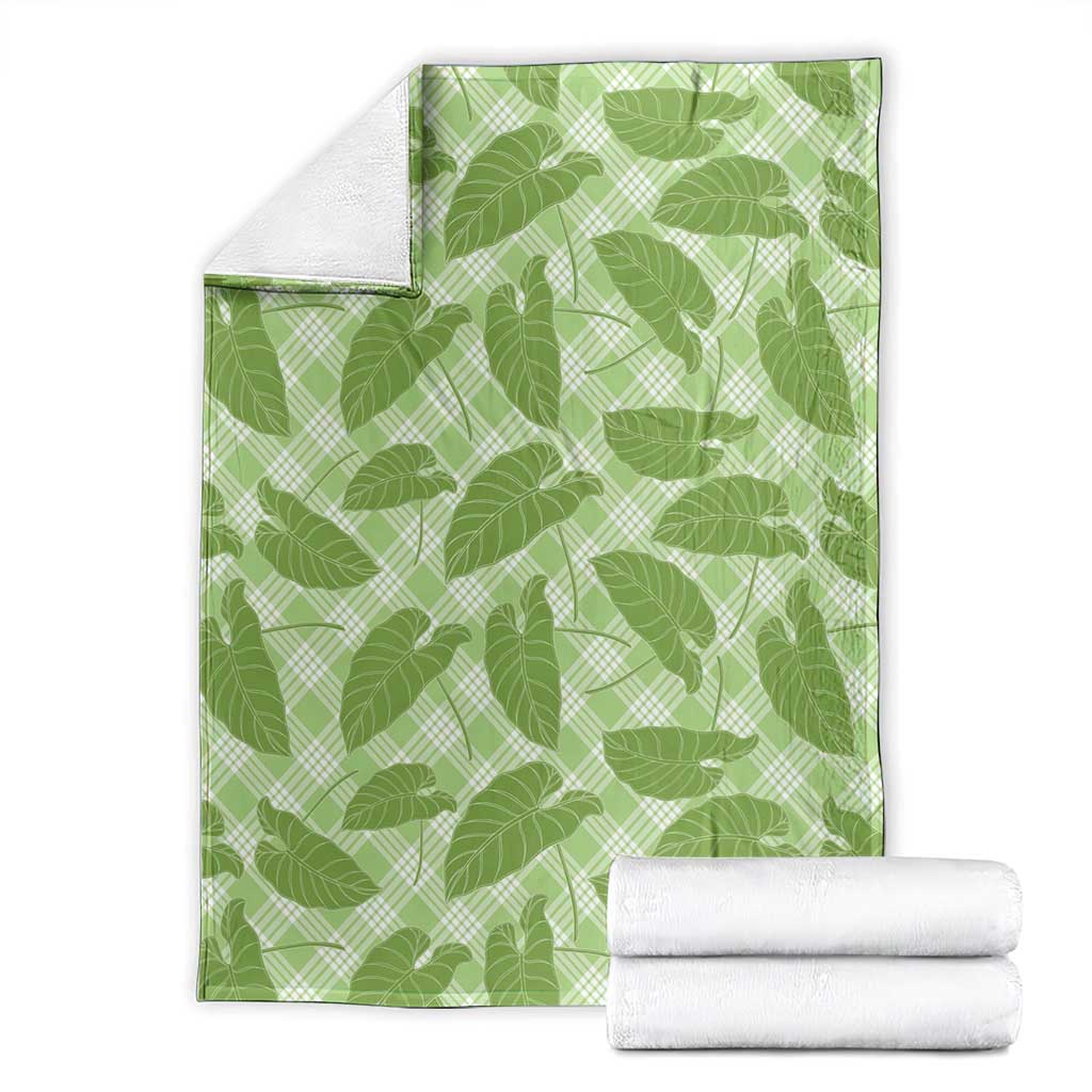 Green Hawaii Kalo Palaka Motifs Blanket Hawaiian Taro Leaves Elegant Vibes - Polynesian Pride