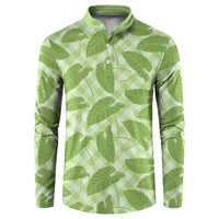 Green Hawaii Kalo Palaka Motifs Button Sweatshirt Hawaiian Taro Leaves Elegant Vibes LT14 Green - Polynesian Pride