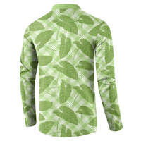 Green Hawaii Kalo Palaka Motifs Button Sweatshirt Hawaiian Taro Leaves Elegant Vibes LT14 - Polynesian Pride