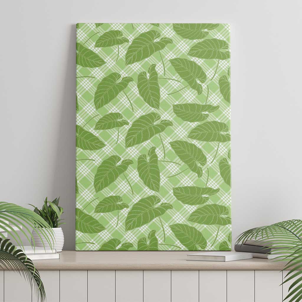Green Hawaii Kalo Palaka Motifs Canvas Wall Art Hawaiian Taro Leaves Elegant Vibes LT14 - Polynesian Pride