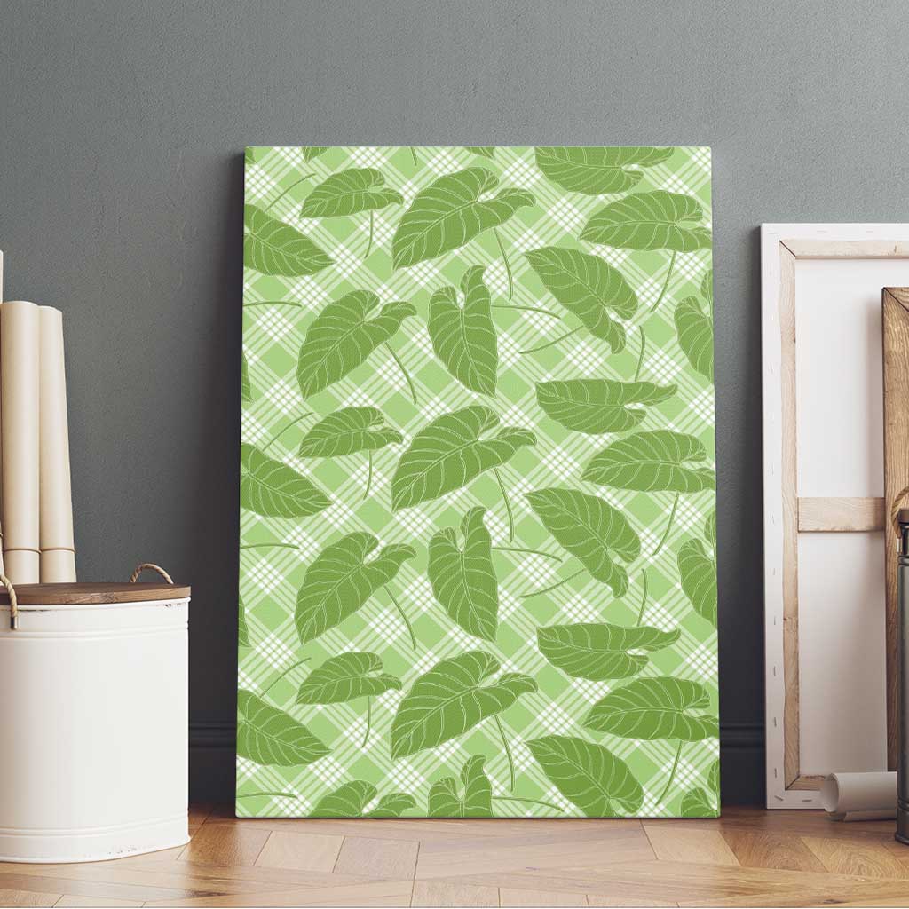 Green Hawaii Kalo Palaka Motifs Canvas Wall Art Hawaiian Taro Leaves Elegant Vibes LT14 - Polynesian Pride