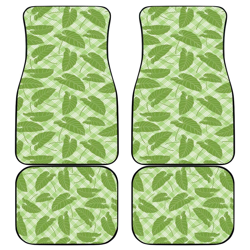 Green Hawaii Kalo Palaka Motifs Car Mats Hawaiian Taro Leaves Elegant Vibes - Polynesian Pride