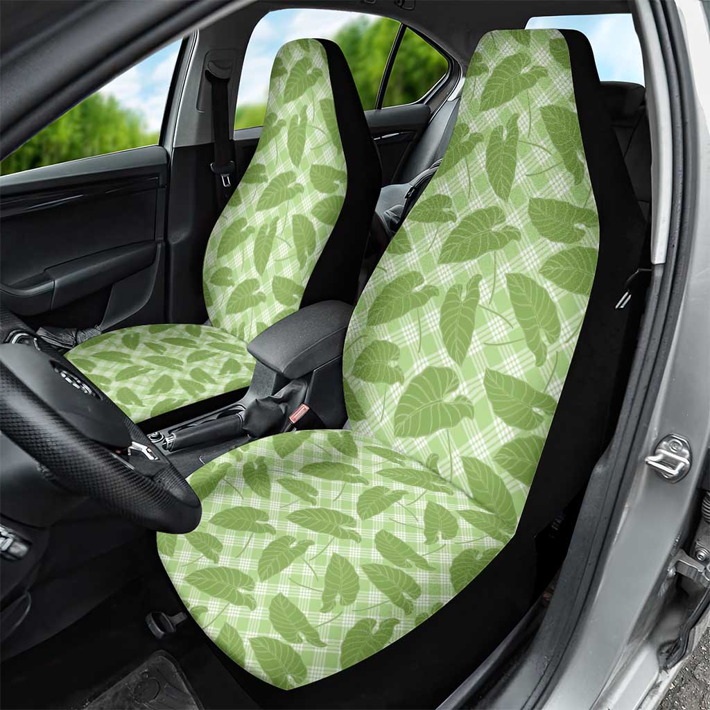 Green Hawaii Kalo Palaka Motifs Car Seat Cover Hawaiian Taro Leaves Elegant Vibes - Polynesian Pride