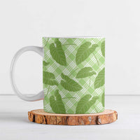 Green Hawaii Kalo Palaka Motifs Ceramic Mug Hawaiian Taro Leaves Elegant Vibes LT14 Green - Polynesian Pride