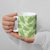 Green Hawaii Kalo Palaka Motifs Ceramic Mug Hawaiian Taro Leaves Elegant Vibes LT14 - Polynesian Pride