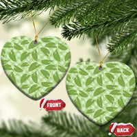 Green Hawaii Kalo Palaka Motifs Ceramic Ornament Hawaiian Taro Leaves Elegant Vibes - Polynesian Pride