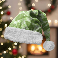 Green Hawaii Kalo Palaka Motifs Christmas Santa Hat Hawaiian Taro Leaves Elegant Vibes - Polynesian Pride