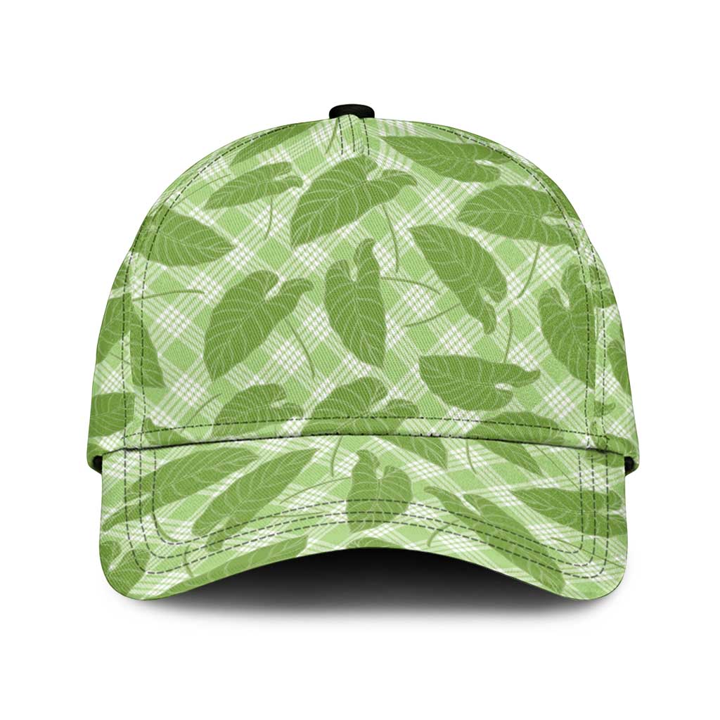 Green Hawaii Kalo Palaka Motifs Classic Cap Hawaiian Taro Leaves Elegant Vibes LT14 Universal Fit Green - Polynesian Pride