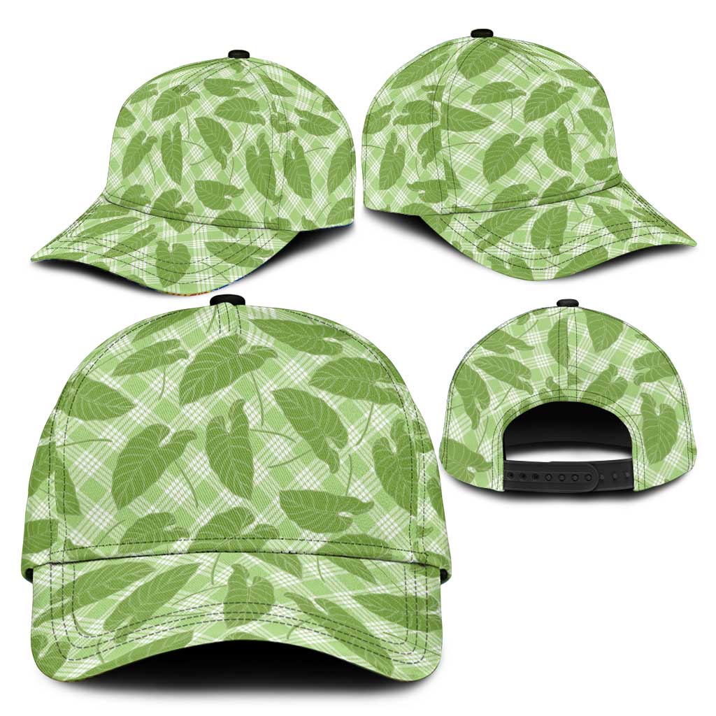 Green Hawaii Kalo Palaka Motifs Classic Cap Hawaiian Taro Leaves Elegant Vibes LT14 - Polynesian Pride