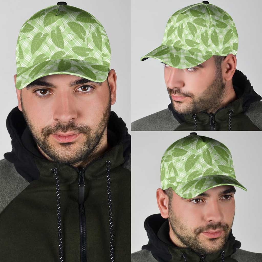 Green Hawaii Kalo Palaka Motifs Classic Cap Hawaiian Taro Leaves Elegant Vibes LT14 - Polynesian Pride