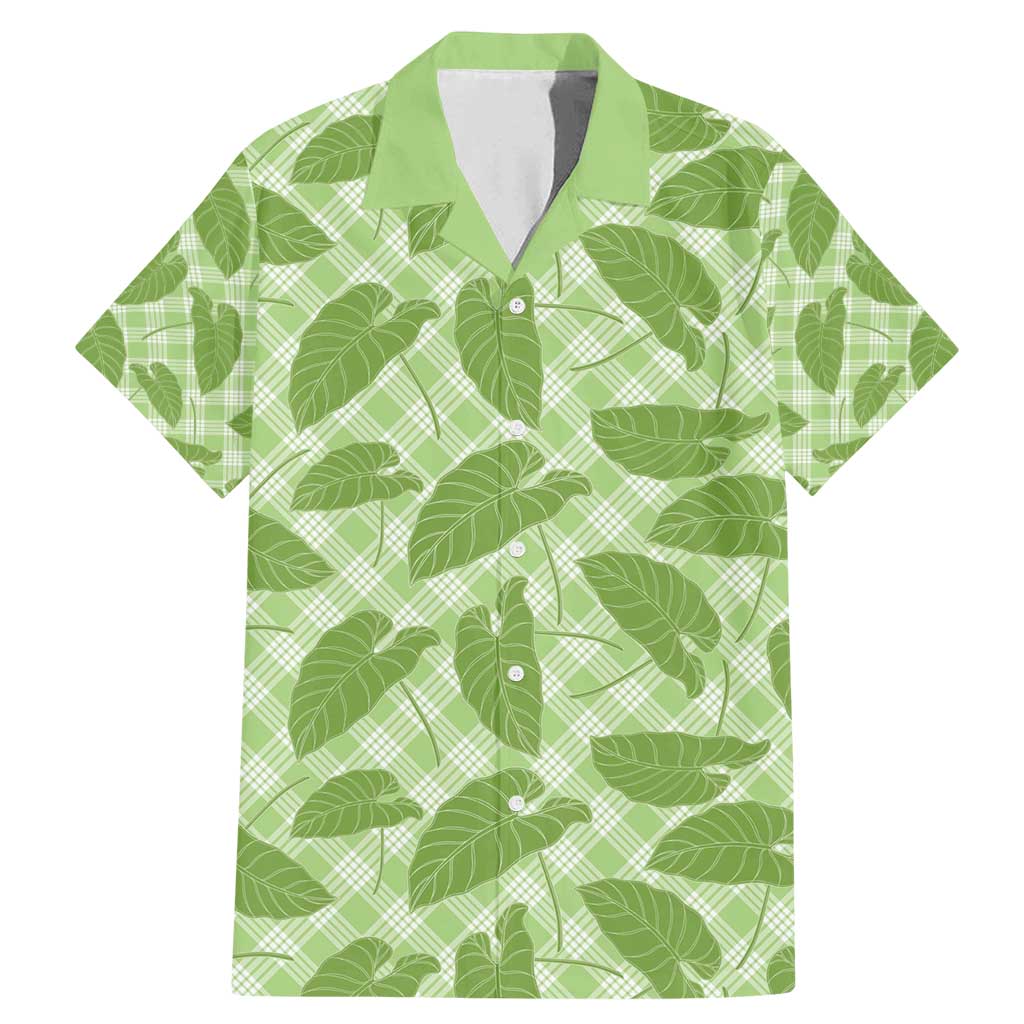 Green Hawaii Kalo Palaka Motifs Family Matching Mermaid Dress and Hawaiian Shirt Hawaiian Taro Leaves Elegant Vibes - Polynesian Pride