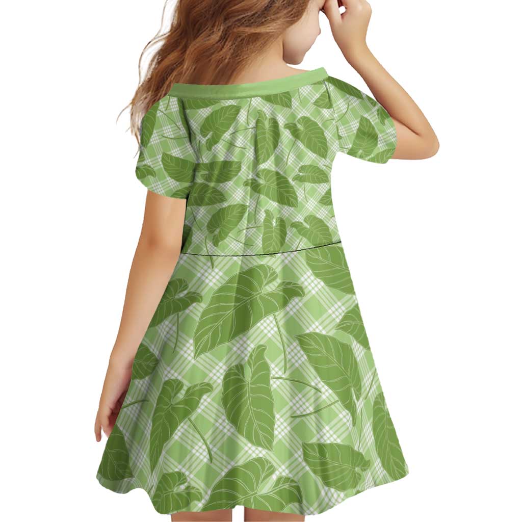 Green Hawaii Kalo Palaka Motifs Family Matching Puletasi and Hawaiian Shirt Hawaiian Taro Leaves Elegant Vibes - Polynesian Pride