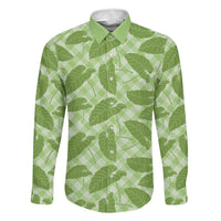 Green Hawaii Kalo Palaka Motifs Family Matching Puletasi and Hawaiian Shirt Hawaiian Taro Leaves Elegant Vibes - Polynesian Pride