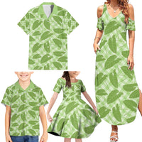 Green Hawaii Kalo Palaka Motifs Family Matching Summer Maxi Dress and Hawaiian Shirt Hawaiian Taro Leaves Elegant Vibes - Polynesian Pride