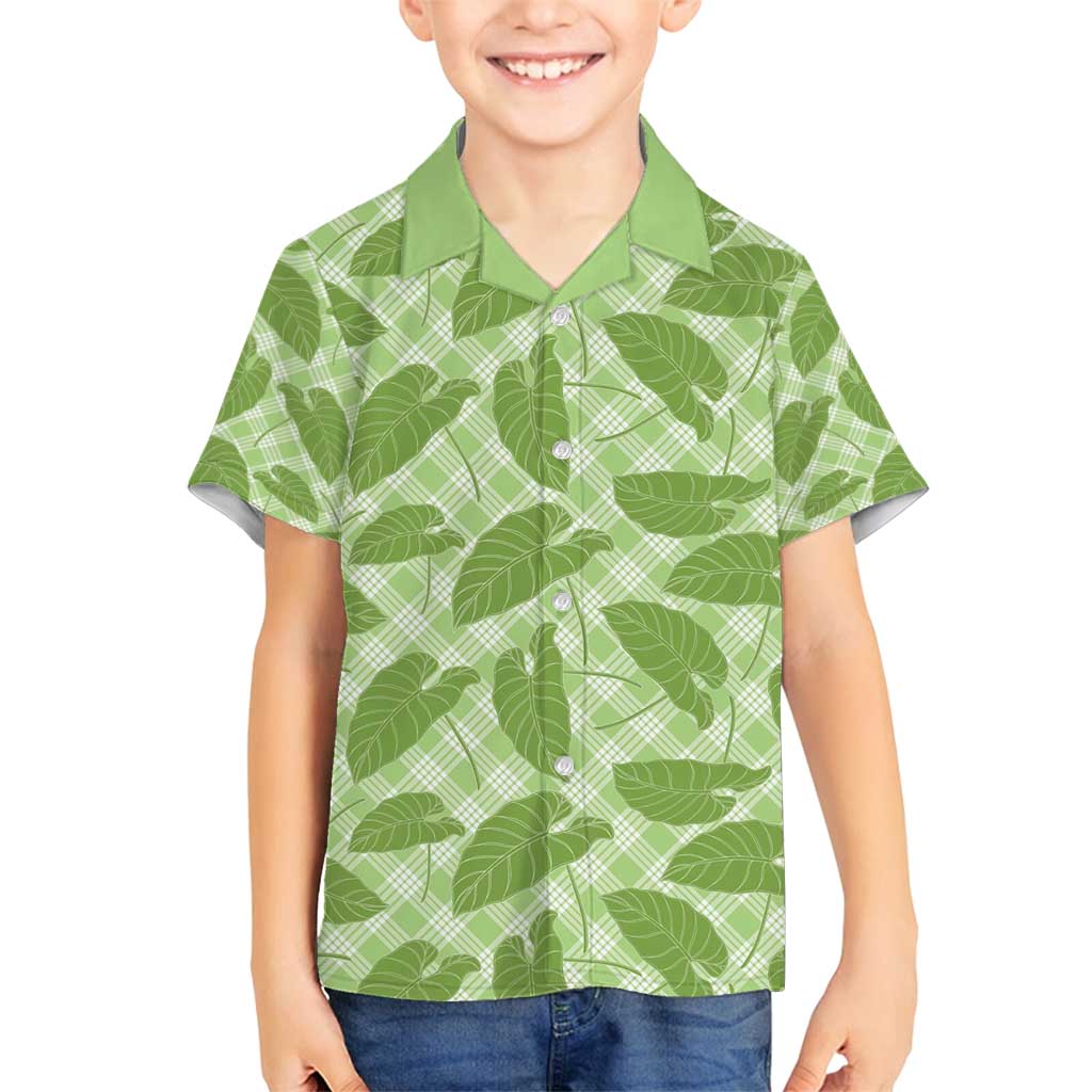 Green Hawaii Kalo Palaka Motifs Family Matching Summer Maxi Dress and Hawaiian Shirt Hawaiian Taro Leaves Elegant Vibes - Polynesian Pride
