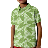 Green Hawaii Kalo Palaka Motifs Kid Polo Shirt Hawaiian Taro Leaves Elegant Vibes - Polynesian Pride