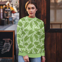 Green Hawaii Kalo Palaka Motifs Ugly Christmas Sweater Hawaiian Taro Leaves Elegant Vibes - Polynesian Pride
