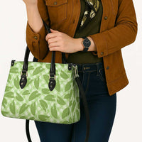 Green Hawaii Kalo Palaka Motifs Leather Bag Hawaiian Taro Leaves Elegant Vibes LT14 - Polynesian Pride