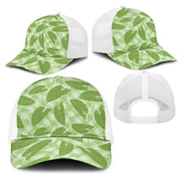 Green Hawaii Kalo Palaka Motifs Mesh Trucker Cap Hawaiian Taro Leaves Elegant Vibes