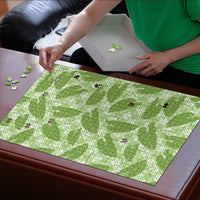 Green Hawaii Kalo Palaka Motifs Puzzle Hawaiian Taro Leaves Elegant Vibes LT14 - Polynesian Pride