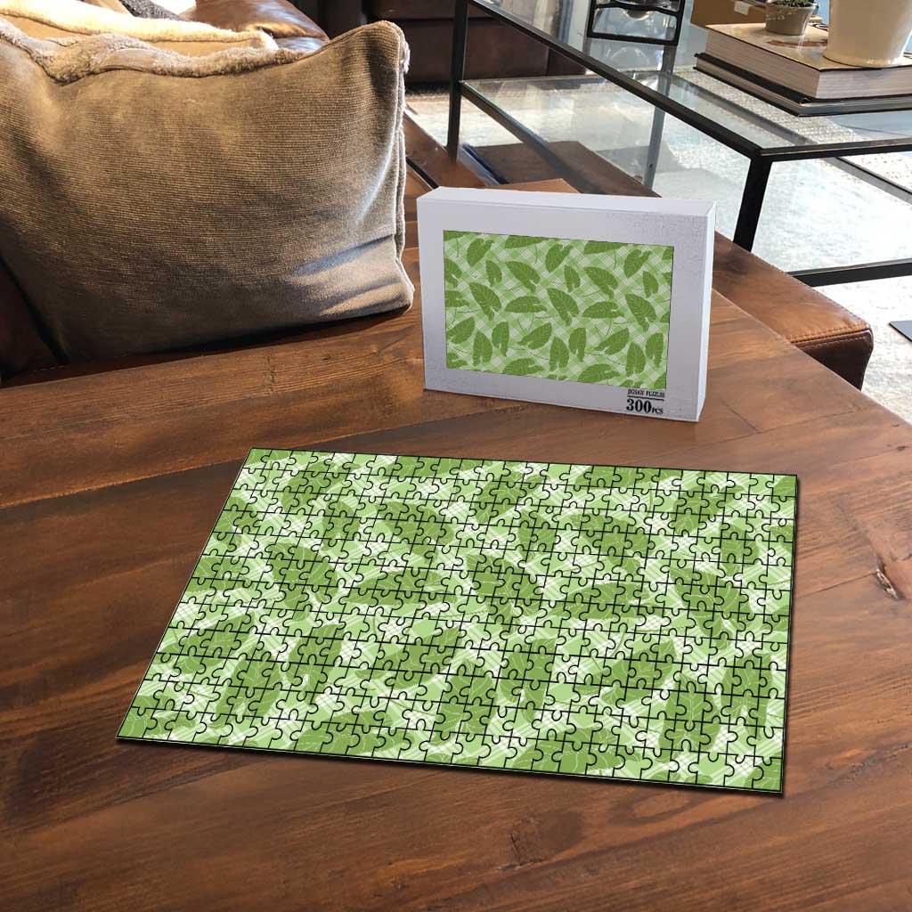 Green Hawaii Kalo Palaka Motifs Puzzle Hawaiian Taro Leaves Elegant Vibes LT14 - Polynesian Pride