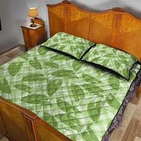 Green Hawaii Kalo Palaka Motifs Quilt Bed Set Hawaiian Taro Leaves Elegant Vibes - Polynesian Pride