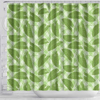 Green Hawaii Kalo Palaka Motifs Shower Curtain Hawaiian Taro Leaves Elegant Vibes - Polynesian Pride