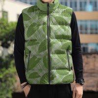 Green Hawaii Kalo Palaka Motifs Sleeveless Puffer Jacket Hawaiian Taro Leaves Elegant Vibes LT14 - Polynesian Pride