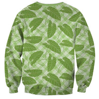 Green Hawaii Kalo Palaka Motifs Sweatshirt Hawaiian Taro Leaves Elegant Vibes LT14 - Polynesian Pride
