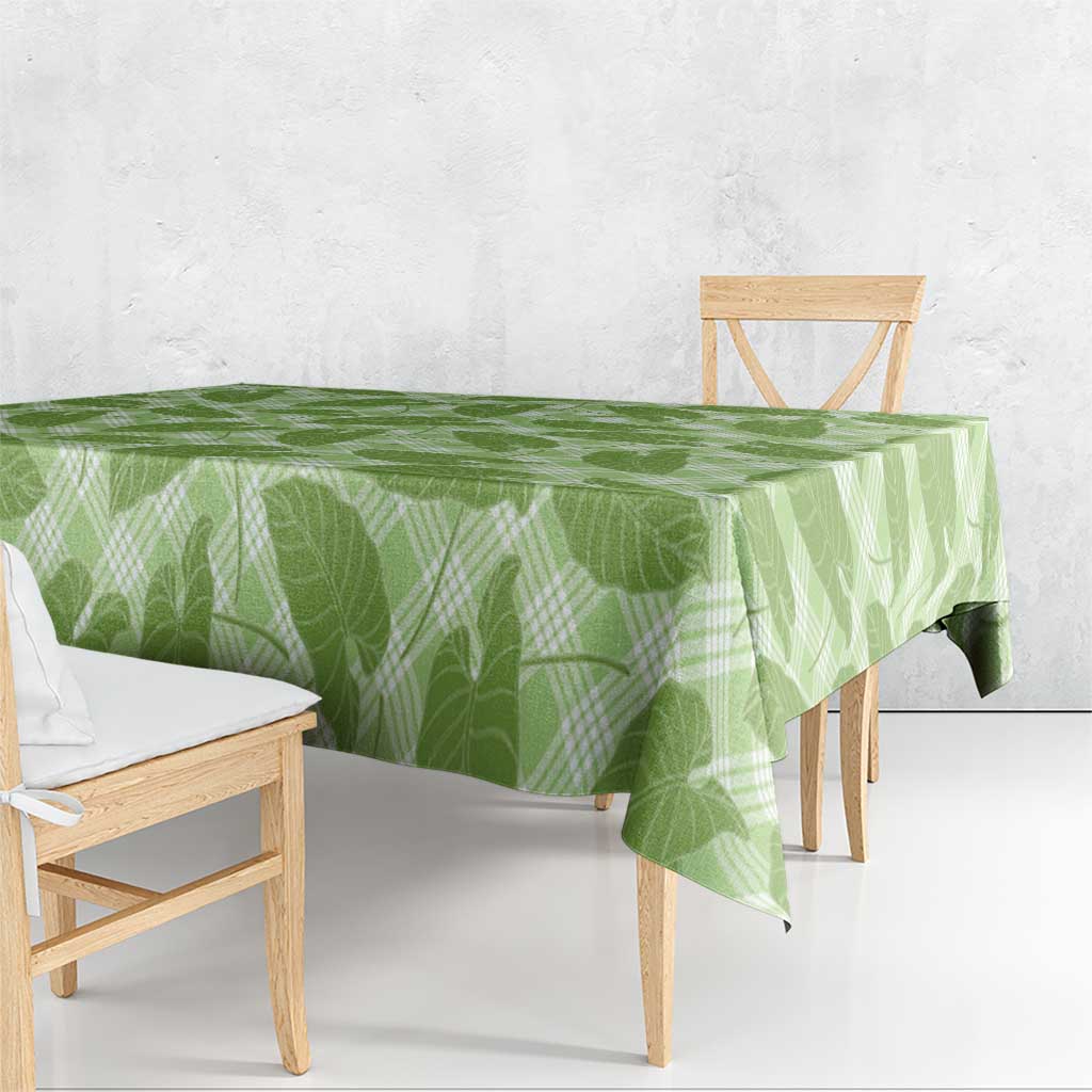 Green Hawaii Kalo Palaka Motifs Tablecloth Hawaiian Taro Leaves Elegant Vibes LT14 - Polynesian Pride