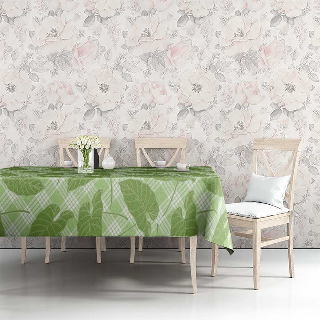 Green Hawaii Kalo Palaka Motifs Tablecloth Hawaiian Taro Leaves Elegant Vibes LT14 - Polynesian Pride