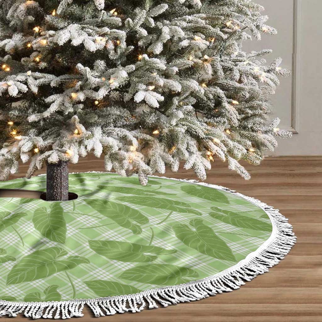 Green Hawaii Kalo Palaka Motifs Tree Skirt Hawaiian Taro Leaves Elegant Vibes LT14 - Polynesian Pride