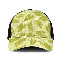 Lime Green Hawaii Kalo Palaka Motifs Baseball Net Cap Hawaiian Taro Leaves Elegant Vibes LT14 One Size Black Lime Green - Polynesian Pride