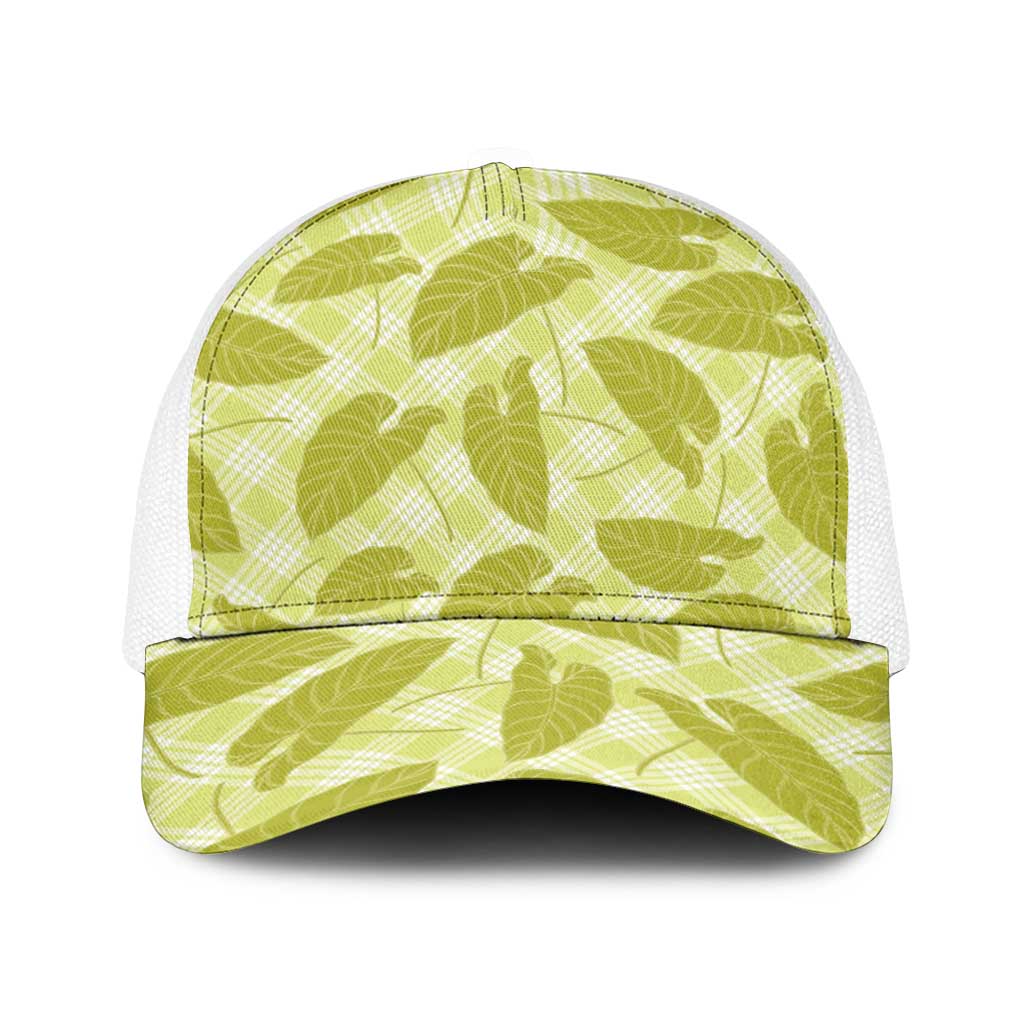Lime Green Hawaii Kalo Palaka Motifs Baseball Net Cap Hawaiian Taro Leaves Elegant Vibes LT14 One Size White Lime Green - Polynesian Pride