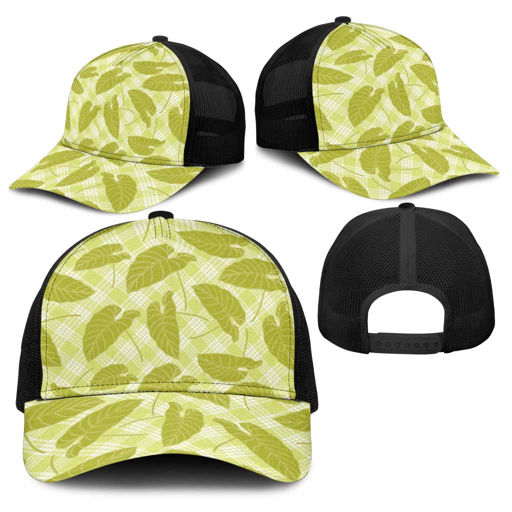 Lime Green Hawaii Kalo Palaka Motifs Baseball Net Cap Hawaiian Taro Leaves Elegant Vibes LT14 - Polynesian Pride