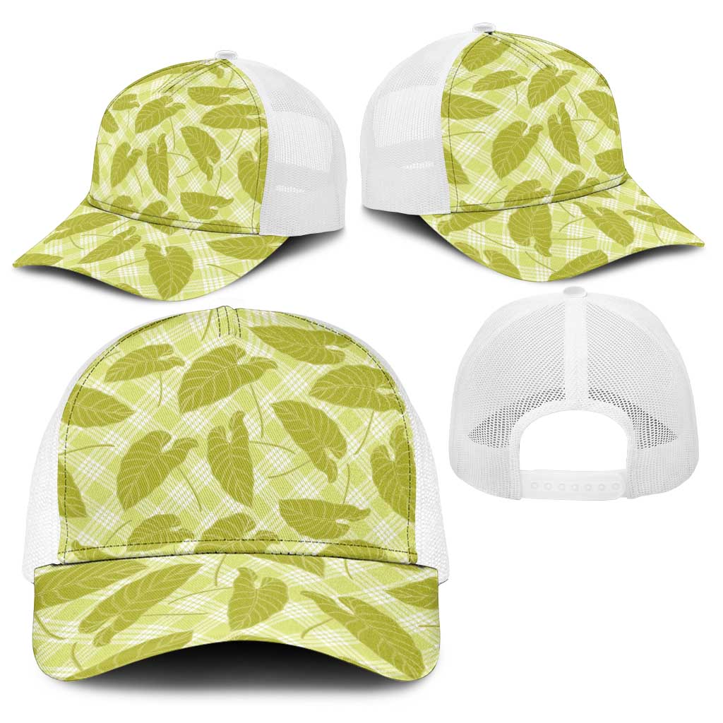 Lime Green Hawaii Kalo Palaka Motifs Baseball Net Cap Hawaiian Taro Leaves Elegant Vibes LT14 - Polynesian Pride