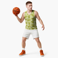 Lime Green Hawaii Kalo Palaka Motifs Basketball Jersey Hawaiian Taro Leaves Elegant Vibes LT14 - Polynesian Pride