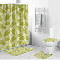 Lime Green Hawaii Kalo Palaka Motifs Bathroom Set Hawaiian Taro Leaves Elegant Vibes LT14 Bathroom Set (4 pcs) Lime Green - Polynesian Pride