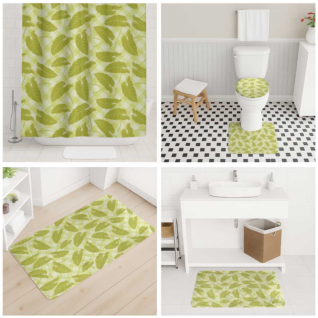 Lime Green Hawaii Kalo Palaka Motifs Bathroom Set Hawaiian Taro Leaves Elegant Vibes LT14 - Polynesian Pride