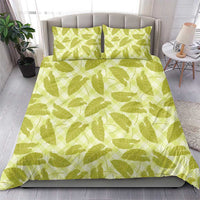 Lime Green Hawaii Kalo Palaka Motifs Bedding Set Hawaiian Taro Leaves Elegant Vibes - Polynesian Pride