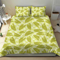 Lime Green Hawaii Kalo Palaka Motifs Bedding Set Hawaiian Taro Leaves Elegant Vibes - Polynesian Pride