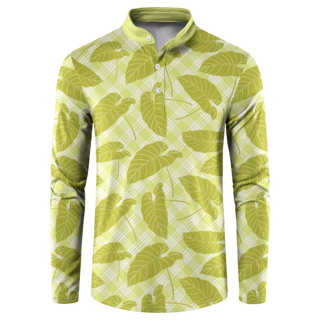 Lime Green Hawaii Kalo Palaka Motifs Button Sweatshirt Hawaiian Taro Leaves Elegant Vibes LT14 Lime Green - Polynesian Pride