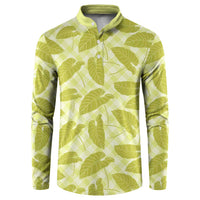 Lime Green Hawaii Kalo Palaka Motifs Button Sweatshirt Hawaiian Taro Leaves Elegant Vibes LT14 Lime Green - Polynesian Pride