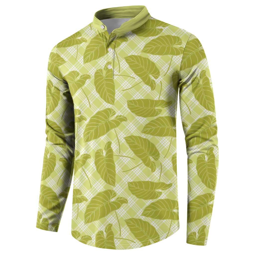 Lime Green Hawaii Kalo Palaka Motifs Button Sweatshirt Hawaiian Taro Leaves Elegant Vibes LT14 - Polynesian Pride