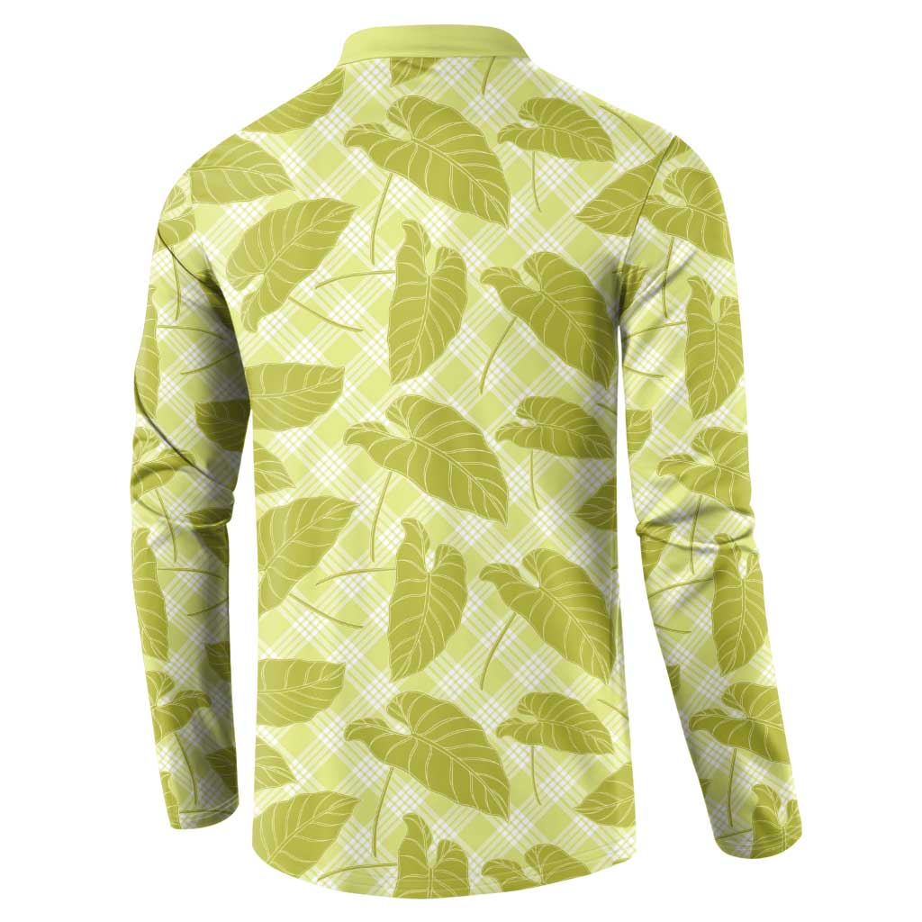Lime Green Hawaii Kalo Palaka Motifs Button Sweatshirt Hawaiian Taro Leaves Elegant Vibes LT14 - Polynesian Pride