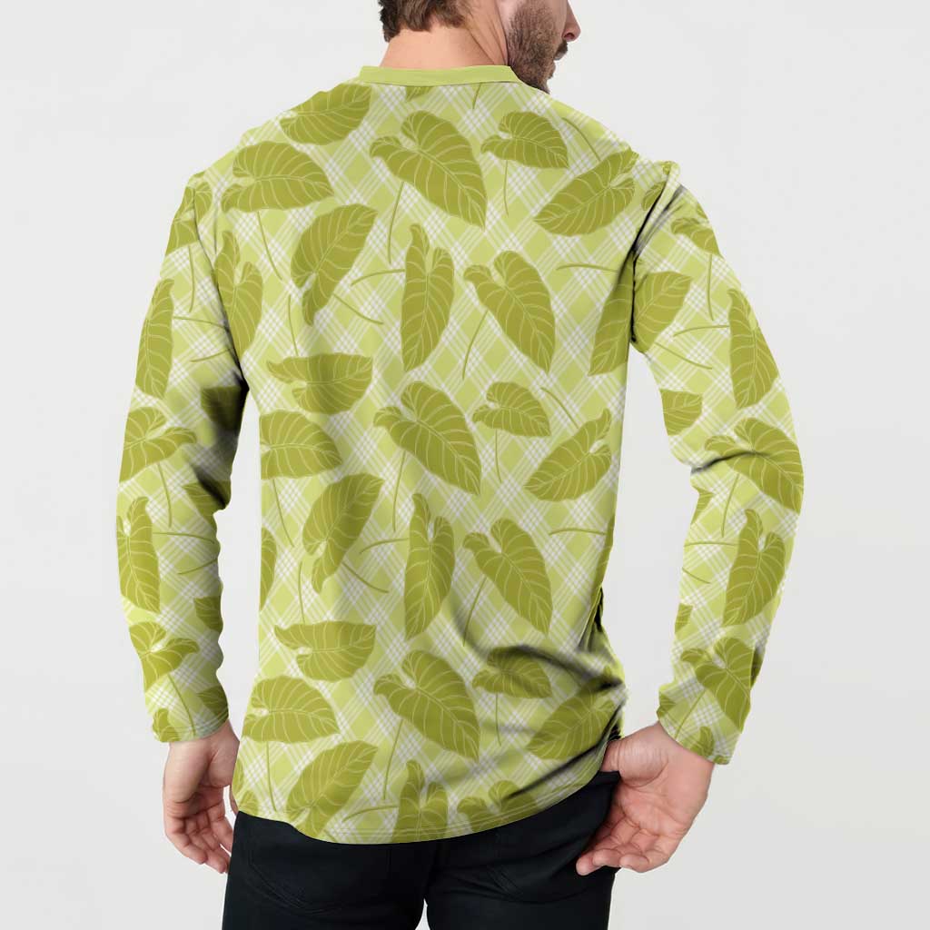 Lime Green Hawaii Kalo Palaka Motifs Button Sweatshirt Hawaiian Taro Leaves Elegant Vibes LT14 - Polynesian Pride