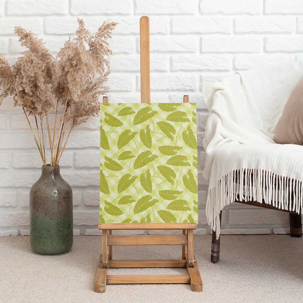 Lime Green Hawaii Kalo Palaka Motifs Canvas Wall Art Hawaiian Taro Leaves Elegant Vibes LT14 - Polynesian Pride