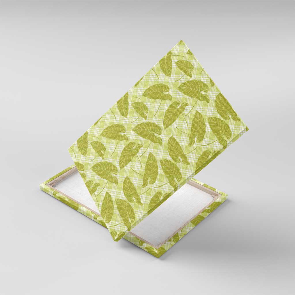 Lime Green Hawaii Kalo Palaka Motifs Canvas Wall Art Hawaiian Taro Leaves Elegant Vibes LT14 With Frame Lime Green - Polynesian Pride