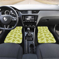 Lime Green Hawaii Kalo Palaka Motifs Car Mats Hawaiian Taro Leaves Elegant Vibes - Polynesian Pride